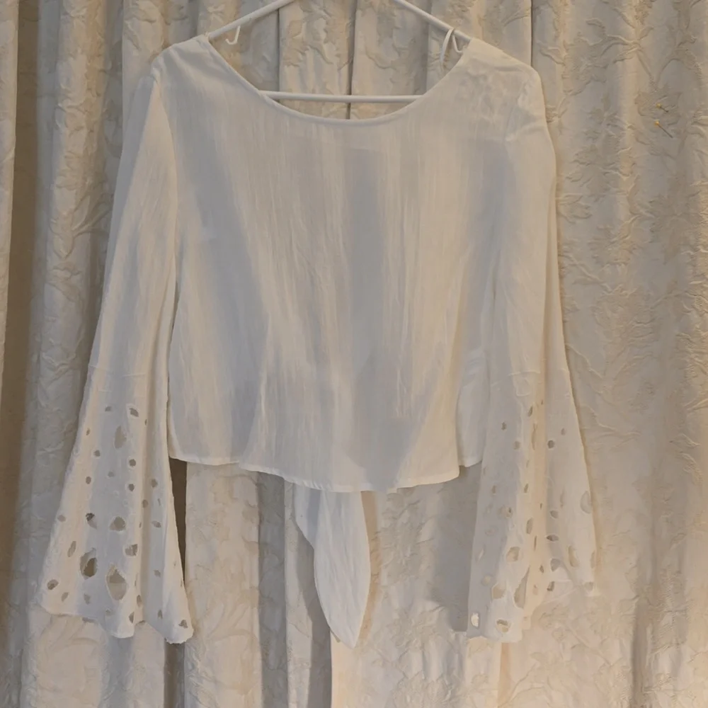 White Bell Sleeve Blouse - Picture 2 of 5